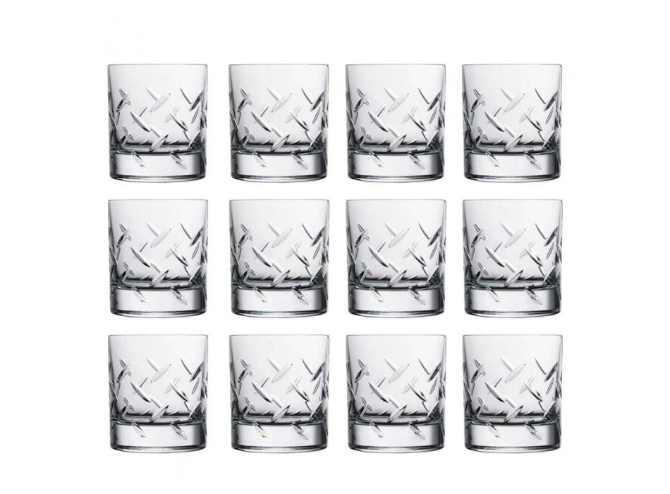12 gota për uiski ose ujë në eko kristal me zbukurime moderne - aritmi Viadurini