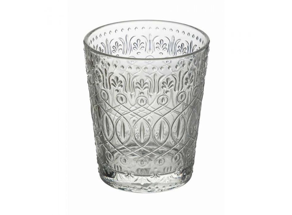 12 gota gumëzhitëse për ujë në gotë transparente të zbukuruar - marokobike Viadurini