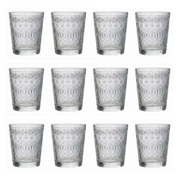 12 gota gumëzhitëse për ujë në gotë transparente të zbukuruar - marokobike