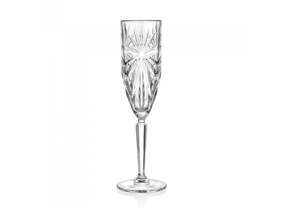 12 gota flaute gotë për shampanjë ose Prosecco në Eco - Daniele Crystal Viadurini