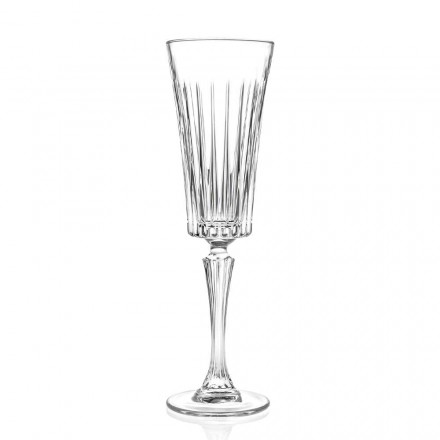 12 gota flaute për verë të gazuar me dekor të prerjeve lineare në Eco Crystal - Senzatempo Viadurini