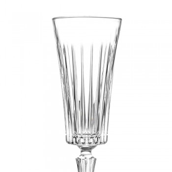 12 gota flaute për verë të gazuar me dekor të prerjeve lineare në Eco Crystal - Senzatempo
