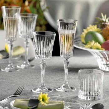12 gota flaute për verë të gazuar me dekor të prerjeve lineare në Eco Crystal - Senzatempo