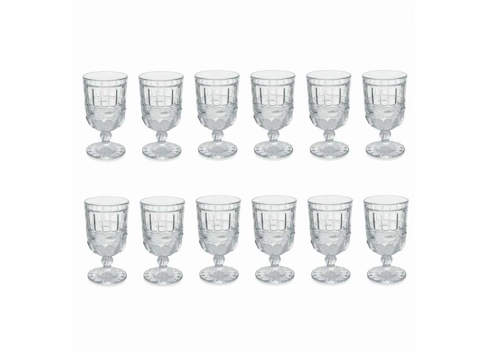 12 gota qelqi transparente dhe të dekoruara për tryezën e Krishtlindjes - Garbobic Viadurini