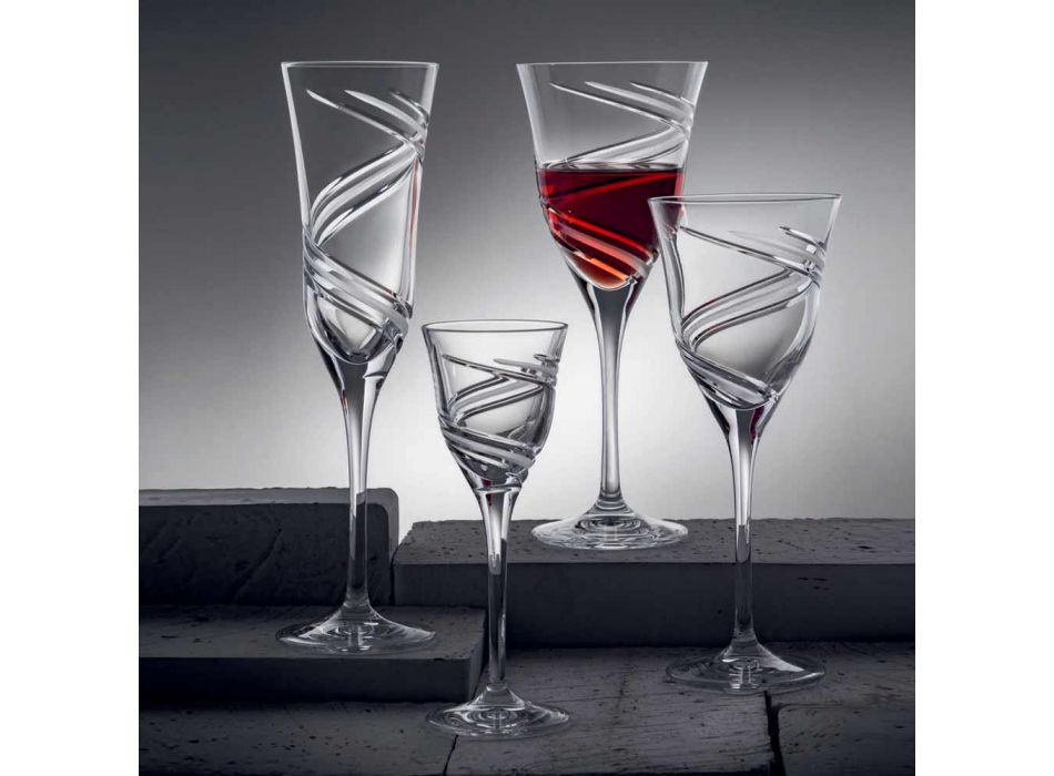 12 gota për verë të bardhë në kristal ekologjik të zbukuruar dhe saten - ciklon