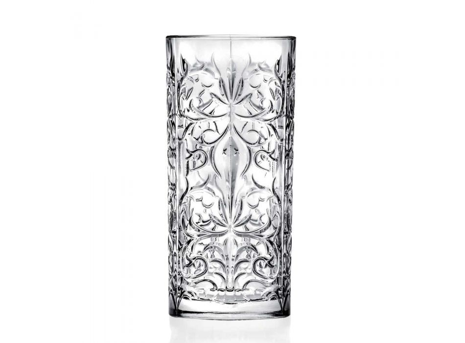 12 Tumbler Tall Highball High Cocktail Glass or Water Luxury Decorated - Fati