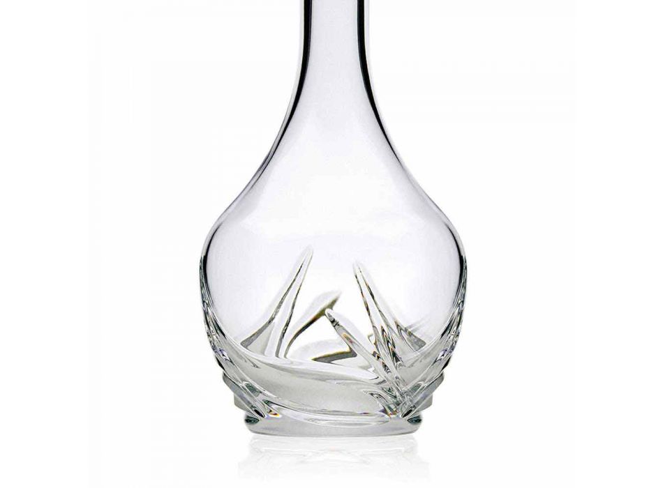 2 shishe vere kristali Eco me kapak të dizajnit të rrumbullakët dhe dekorime - Advent Viadurini