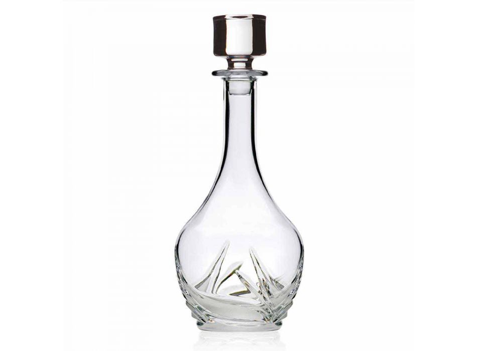 2 shishe vere kristali Eco me kapak të dizajnit të rrumbullakët dhe dekorime - Advent Viadurini