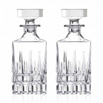 2 shishe uiski me dizajn katror kapak kristali me kapak - Fiucco