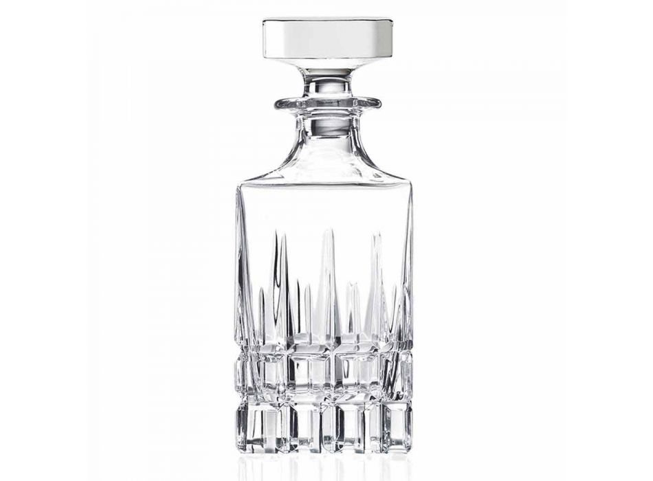 2 shishe uiski me dizajn katror kapak kristali me kapak - Fiucco Viadurini