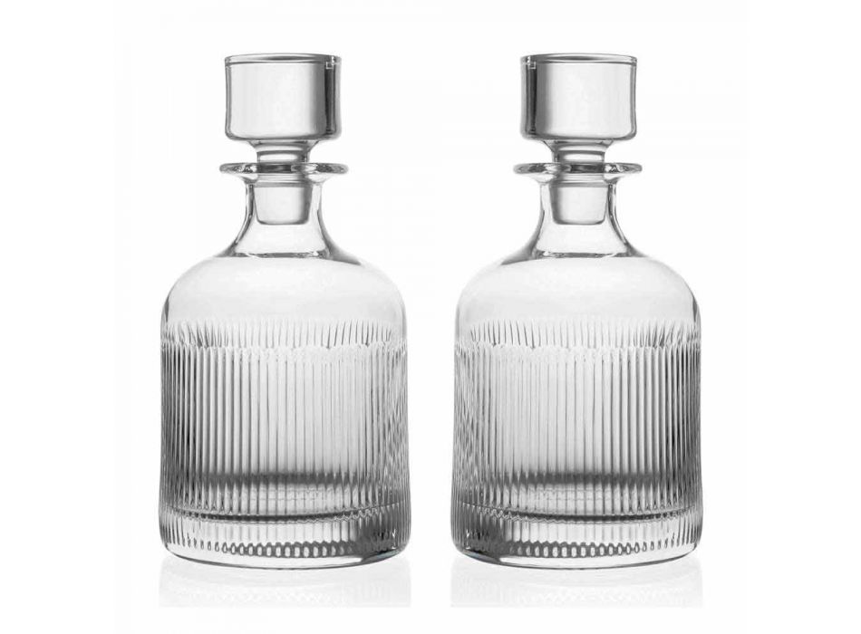 2 shishe uiski me dizajn të cilësisë së mirë kapak kristal eko-miqësor - i prekshëm Viadurini