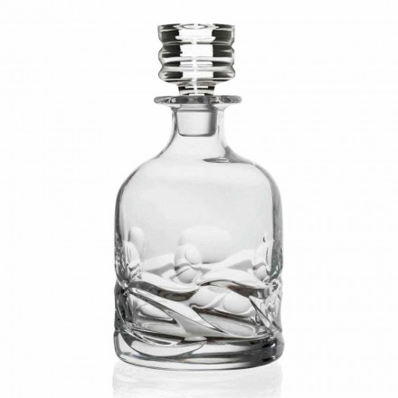 2 shishe uiski kristali të dekoruara Eco dhe kapak luksoz për dizajn - Titanium Viadurini