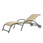 2 Chaise Longues stackable në natyrë në metal dhe pëlhura të bëra në Itali - Perlo Viadurini