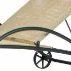 2 Chaise Longues stackable në natyrë në metal dhe pëlhura të bëra në Itali - Perlo Viadurini