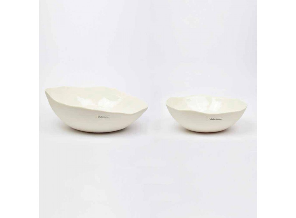 2 tasa sallate me porcelan të bardhë Pjesë unike të dizajnit italian - Arciconcreto Viadurini