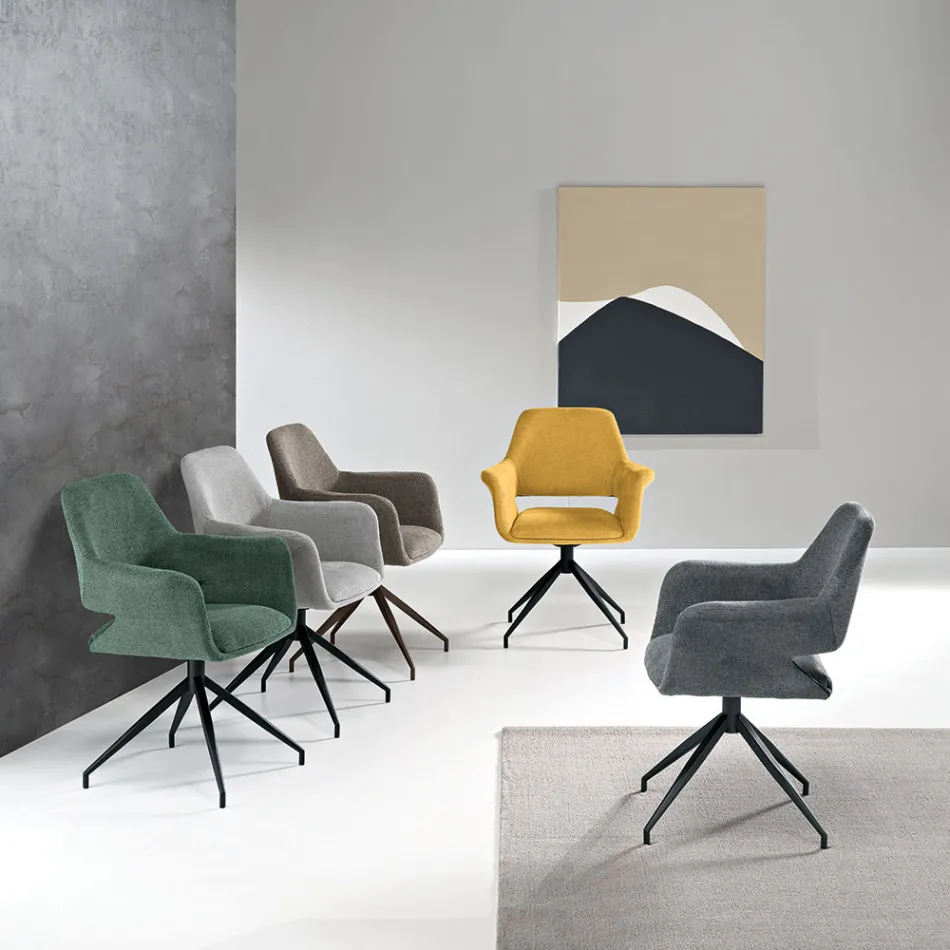 2 Kolltuqe të Rrotullueshme 180° të Veshura me Tapiceri prej Pëlhure dhe Kornizë Metalike - Ivana Viadurini