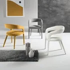 2 Kolltuqe të veshura me tapiceri në pëlhurë Bouclè me kornizë të mbuluar - Domenica Viadurini