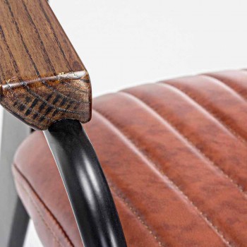 2 Karrige me Armrests në Leatherette Vintage Effect Homemotion - Clare