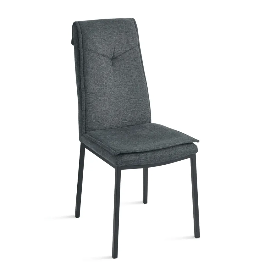 2 Karrige të Veshura me Tapiceri në Pëlhurë Shumëngjyrëshe dhe Kornizë Metalike - Fabrizio Viadurini