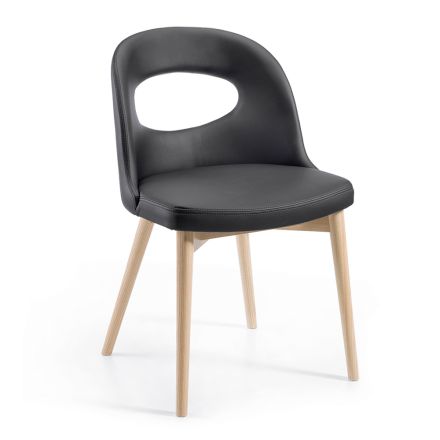 2 karrige në lëkurë artificiale të zezë dhe këmbë hiri Prodhuar në Itali - Cupcake Viadurini