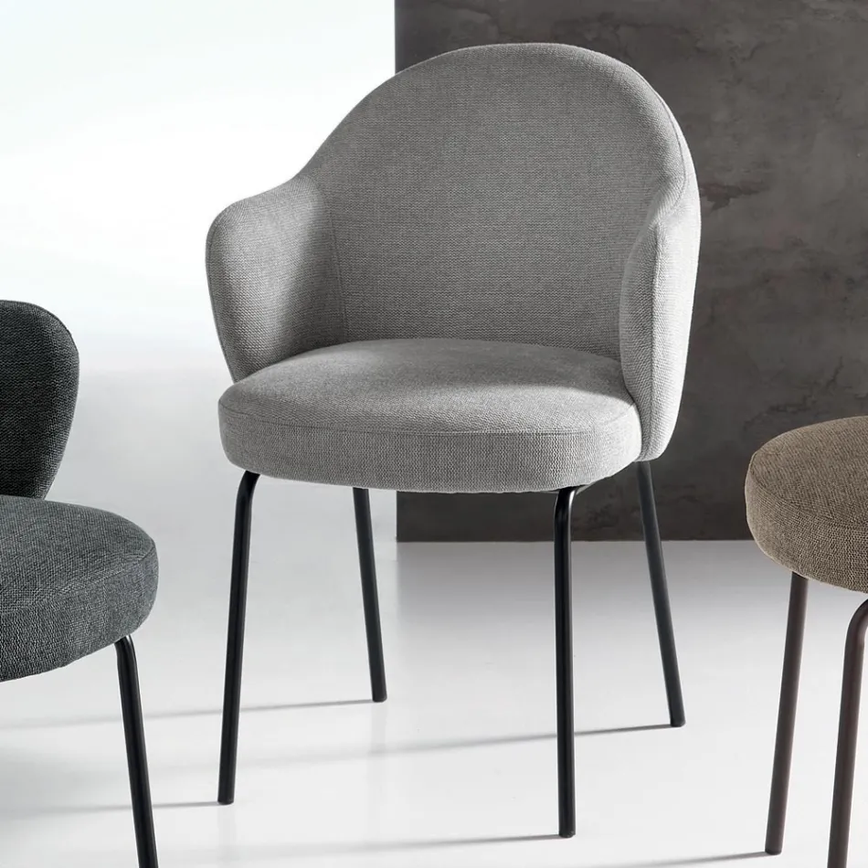 2 Karrige prej Pëlhure me Sedilje me Sustë dhe Kornizë Metalike - Alighieri Viadurini