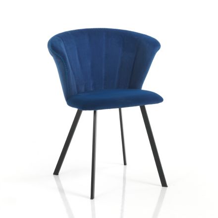 2 karrige në pëlhurë mikrofiber me efekt kadife blu - Everest Viadurini