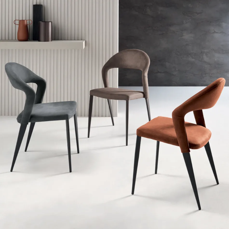 2 Karrige të Veshura me Lëkurë Faux me Ngjyrë dhe Bazë Metalike të Lyer - Boccaccio Viadurini