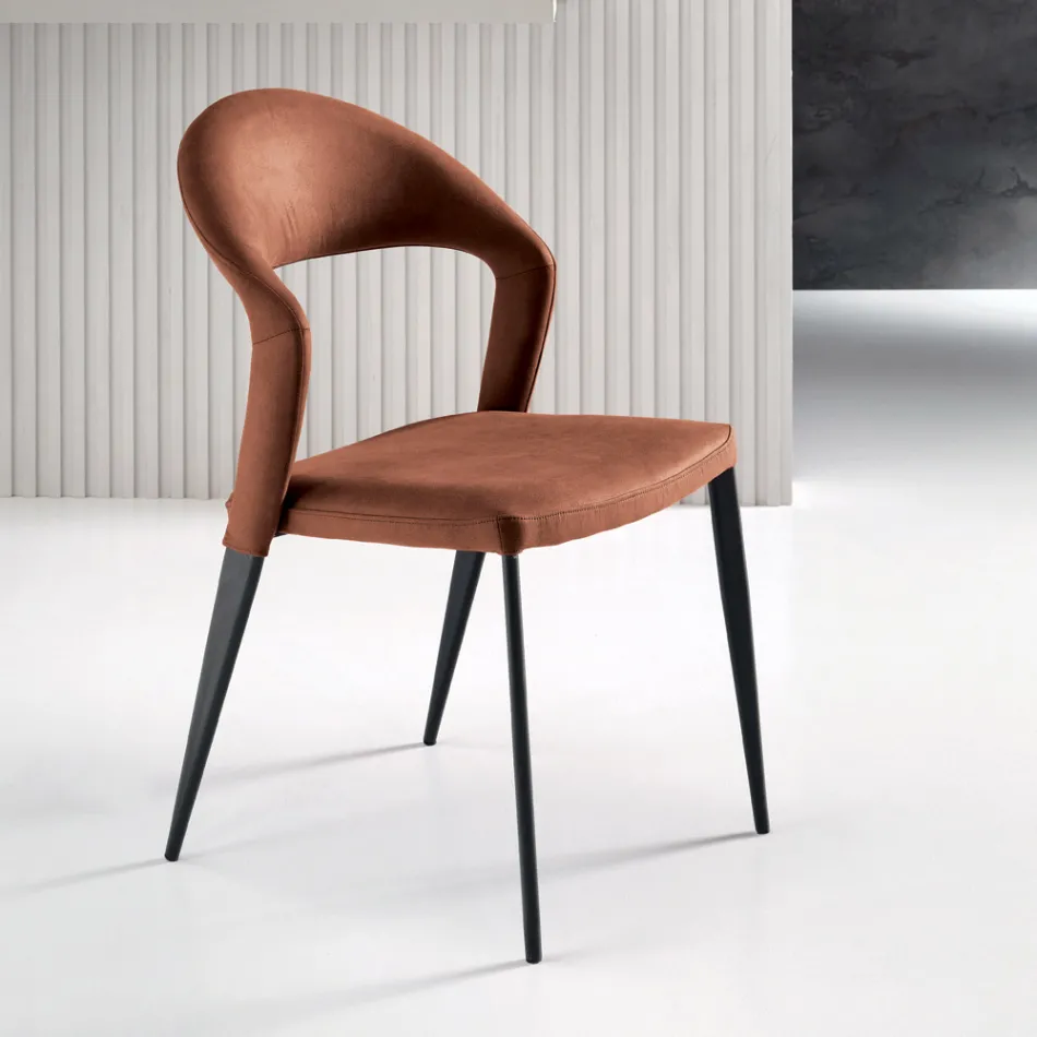 2 Karrige të Veshura me Lëkurë Faux me Ngjyrë dhe Bazë Metalike të Lyer - Boccaccio Viadurini