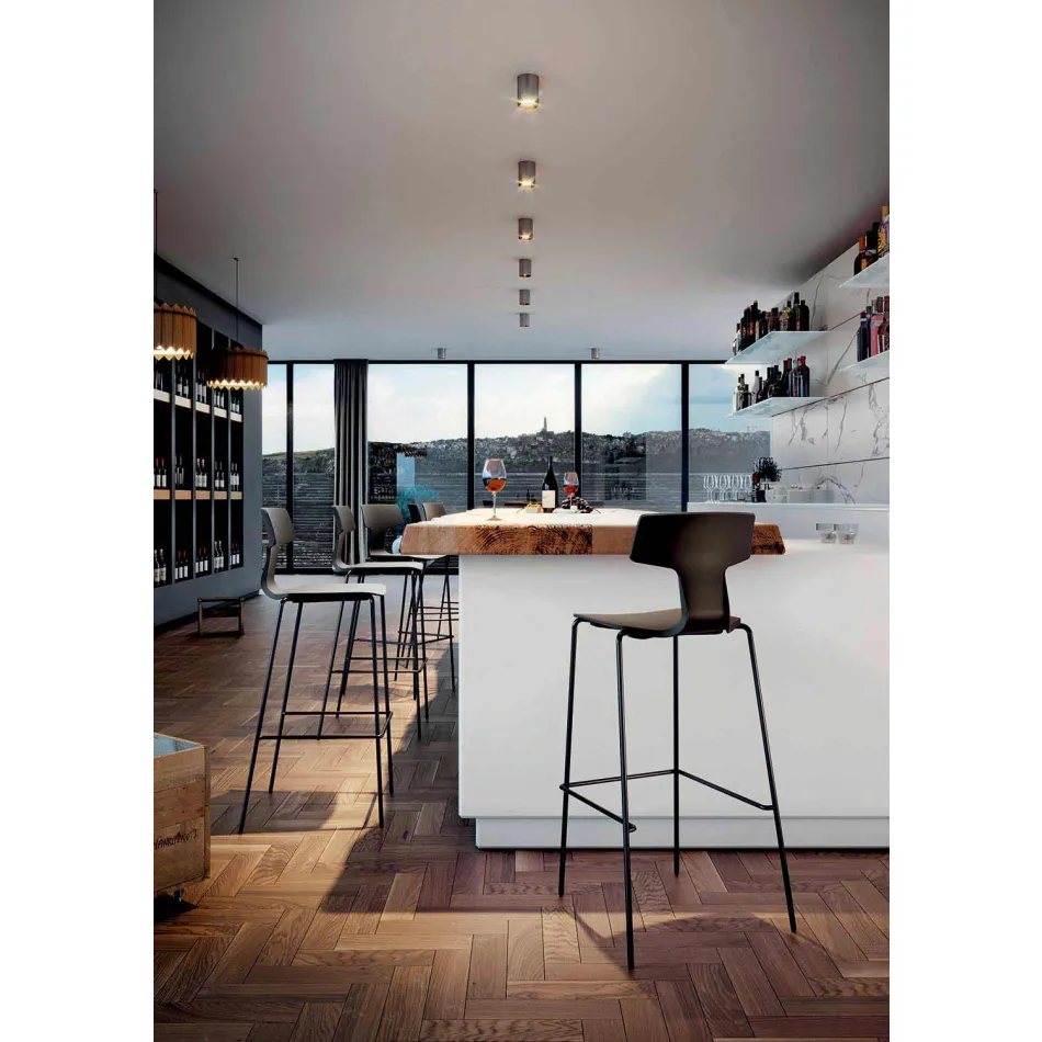 2 Stoolable Stools Bar në Metal dhe Polipropileni të bëra në Itali - Arlette Viadurini