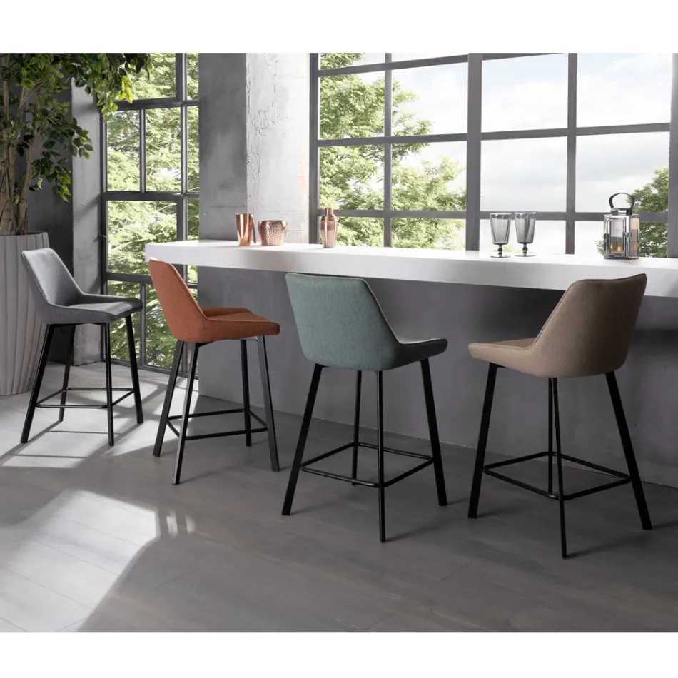 2 Karrige dhomen e ndjenjes te punuara me sedilje prej pëlhure dhe këmbë metalike - Negroni Viadurini