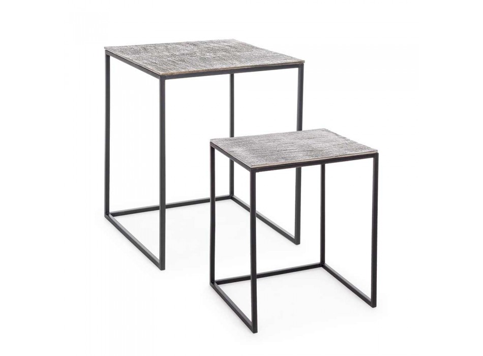 2 Tavolina kafeje prej alumini dhe çeliku të pikturuar Homemotion - Sereno