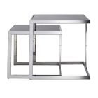 2 tavolina kafeje me dizajn modern në çelik me majën e qelqit Bubbi Viadurini