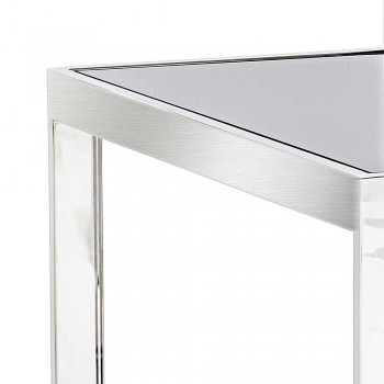 2 tavolina kafeje me dizajn modern në çelik me majën e qelqit Bubbi
