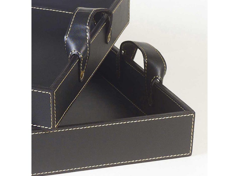 2 tabaka projektimi në lëkurë të zezë 41x28x5cm dhe 45x32x6cm Anastasia