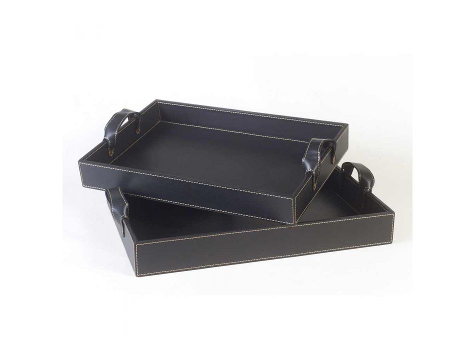 2 tabaka projektimi në lëkurë të zezë 41x28x5cm dhe 45x32x6cm Anastasia