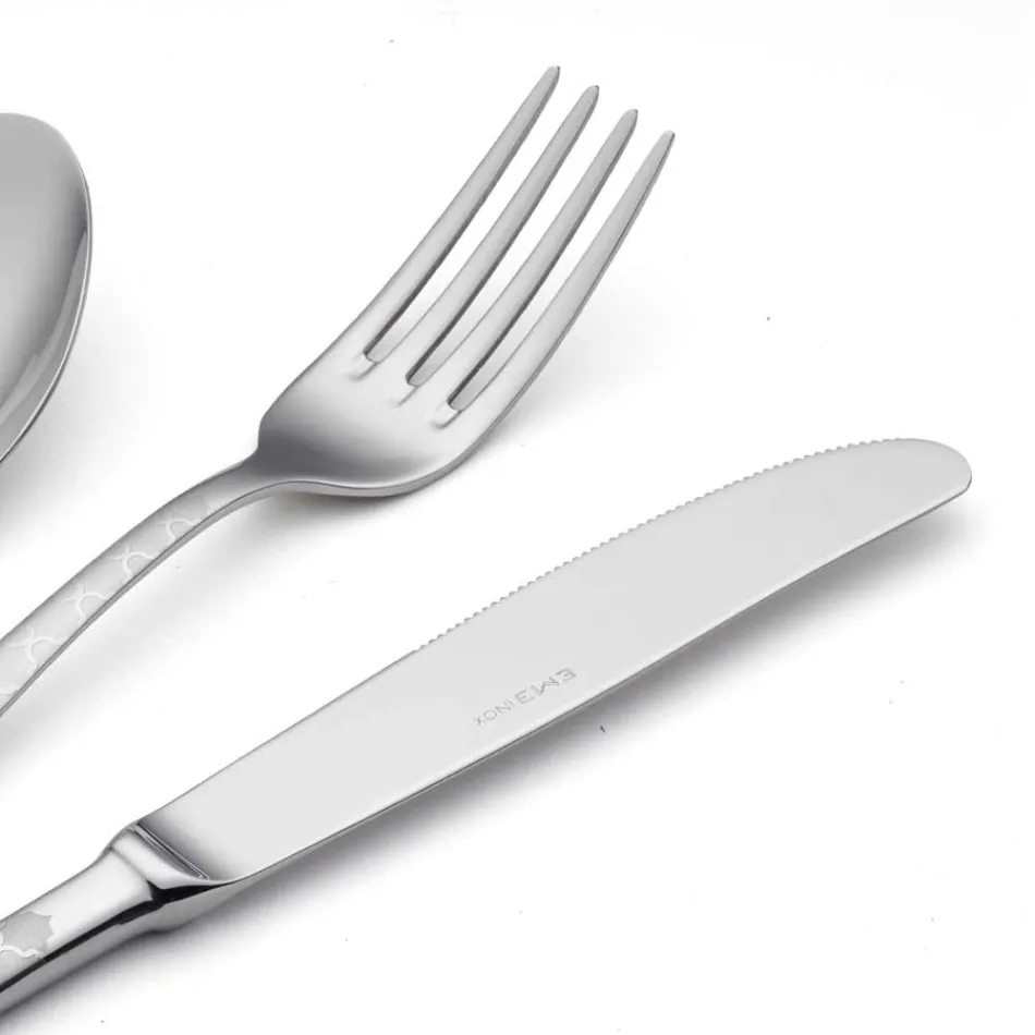 24 Takëm prej çeliku inox me dekor me lazer Damask të Dizajnit Modern - Tantasa Viadurini