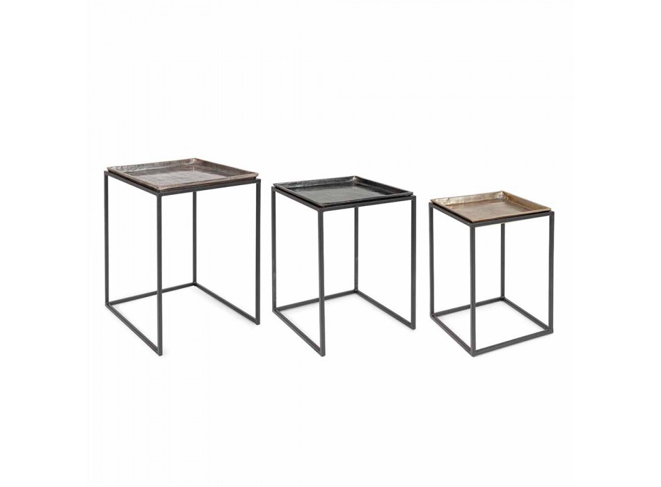 3 tabela katrore kafeje në lëvizje alumini dhe çeliku - Quinzio Viadurini