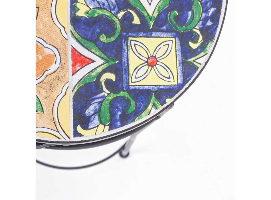 3 Tavolina të rrumbullakëta çeliku të jashtme me dekorime me dizajn - magjepsëse Viadurini
