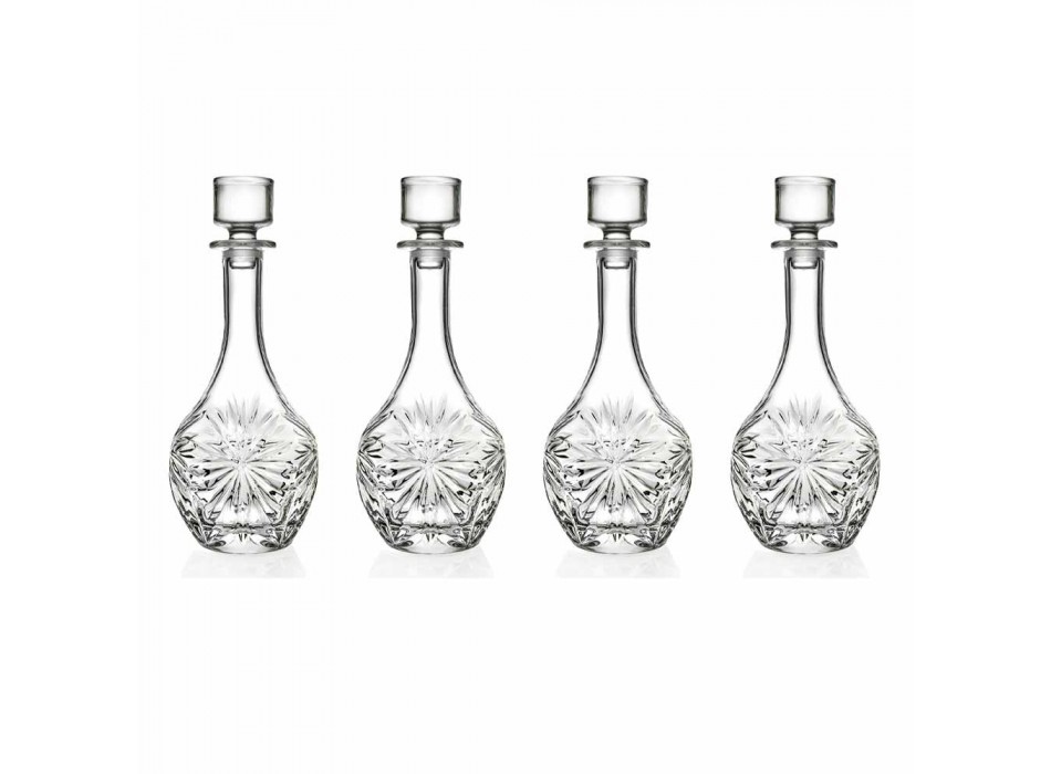 4 shishe me tapë vere me dizajn të rrumbullakët në kristal ekologjik - Daniele Viadurini