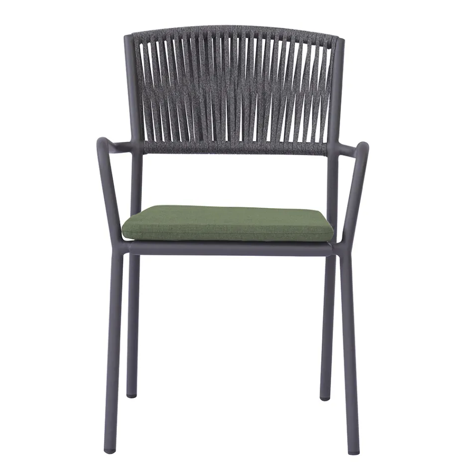 4 Karrige Kopshti të Vendosshme Njëra mbi tjetrën prej Alumini dhe Litari - Lunaris Viadurini