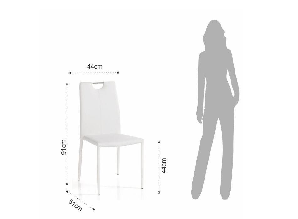 4 karrige të veshura tërësisht me susta prej lëkure sintetike të bardhë - Tulio Viadurini