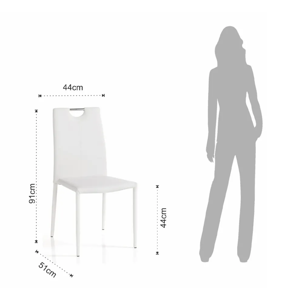 4 karrige të veshura tërësisht me susta prej lëkure sintetike të bardhë - Tulio Viadurini