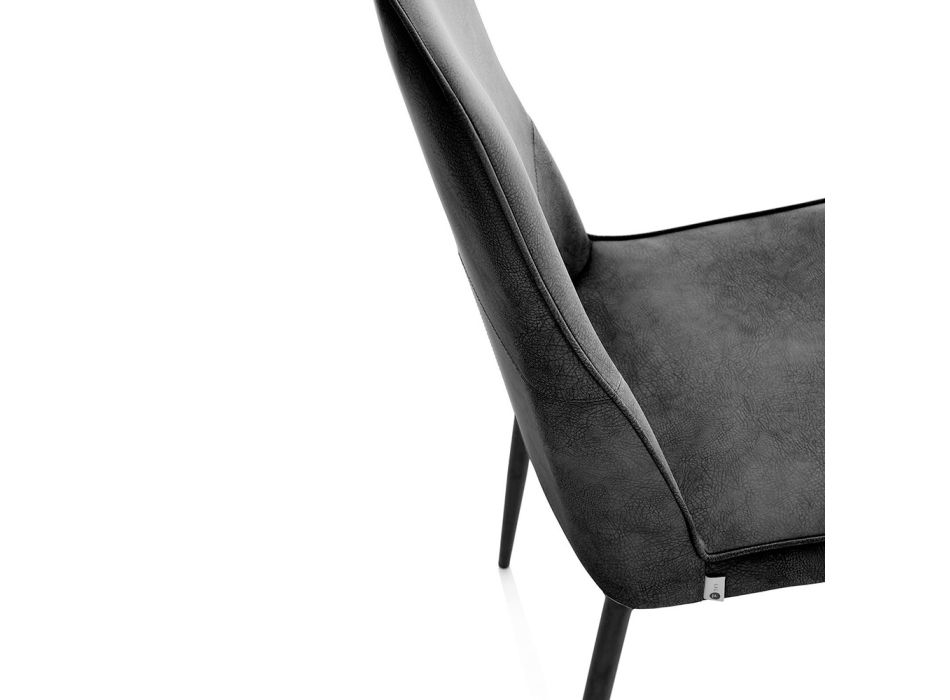 4 karrige me sedilje lëkure artificiale dhe këmbë metalike - Tariq Viadurini