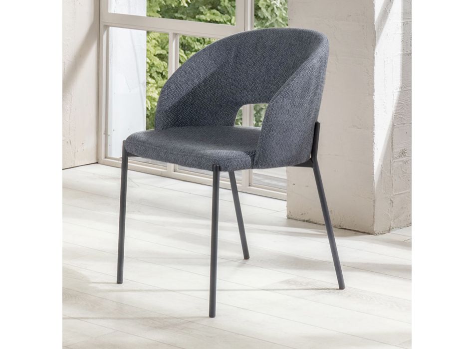 4 karrige me ndenjëse prej pëlhure me finitura të ndryshme dhe metal - Provence Viadurini