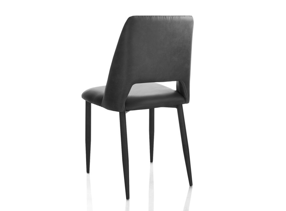 4 karrige me kornizë metalike dhe sedilje me mikrofibër - Hala Viadurini