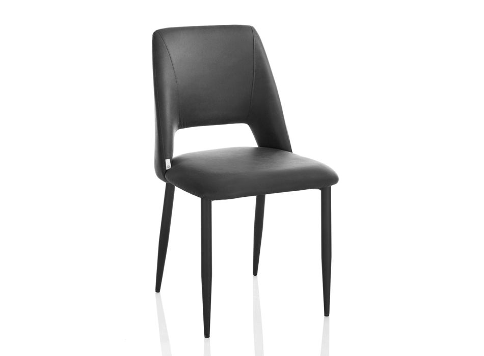 4 karrige me kornizë metalike dhe sedilje me mikrofibër - Hala Viadurini