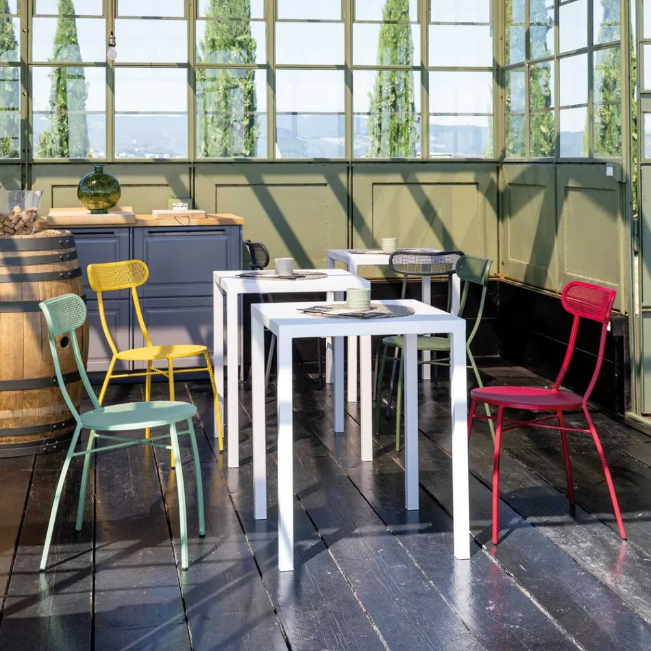 4 Karrige Kopshti Metal në Ngjyra të ndryshme Prodhuar në Itali - Gardh Viadurini