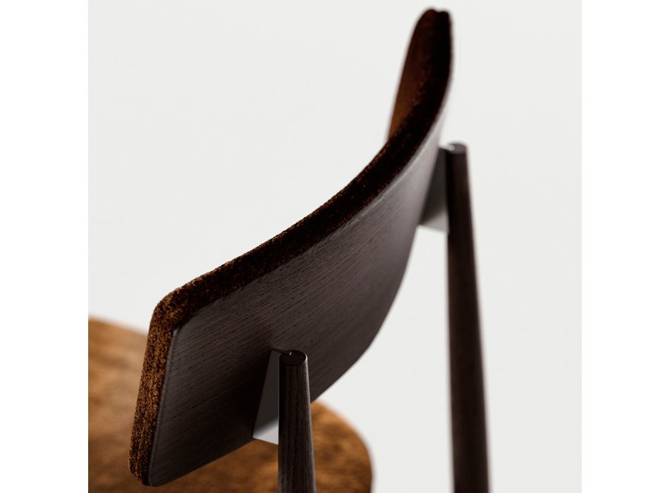 4 karrige ngrënieje në dru dhe pëlhurë hiri të fortë Prodhuar në Itali - Sulu Viadurini