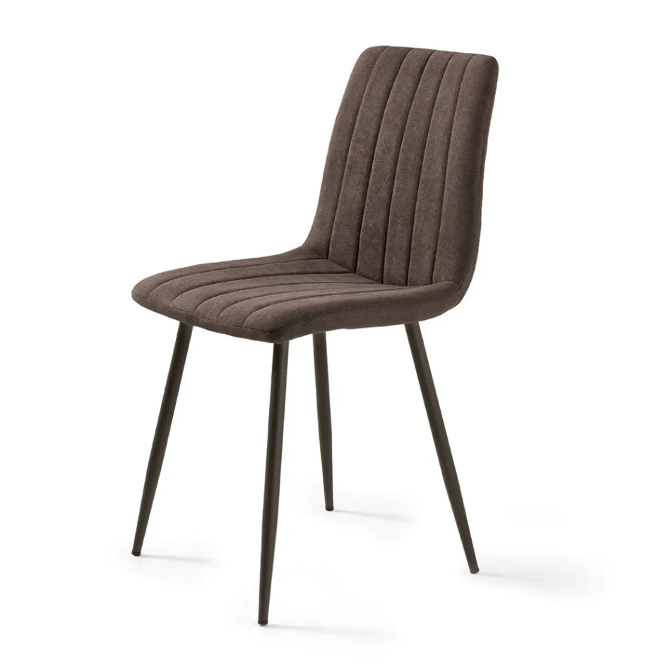 4 Karrige për Dhomë Ndenjeje me Sedilje të Veshura me Tapiceri në Ngjyra të Ndryshme - Impeto Viadurini