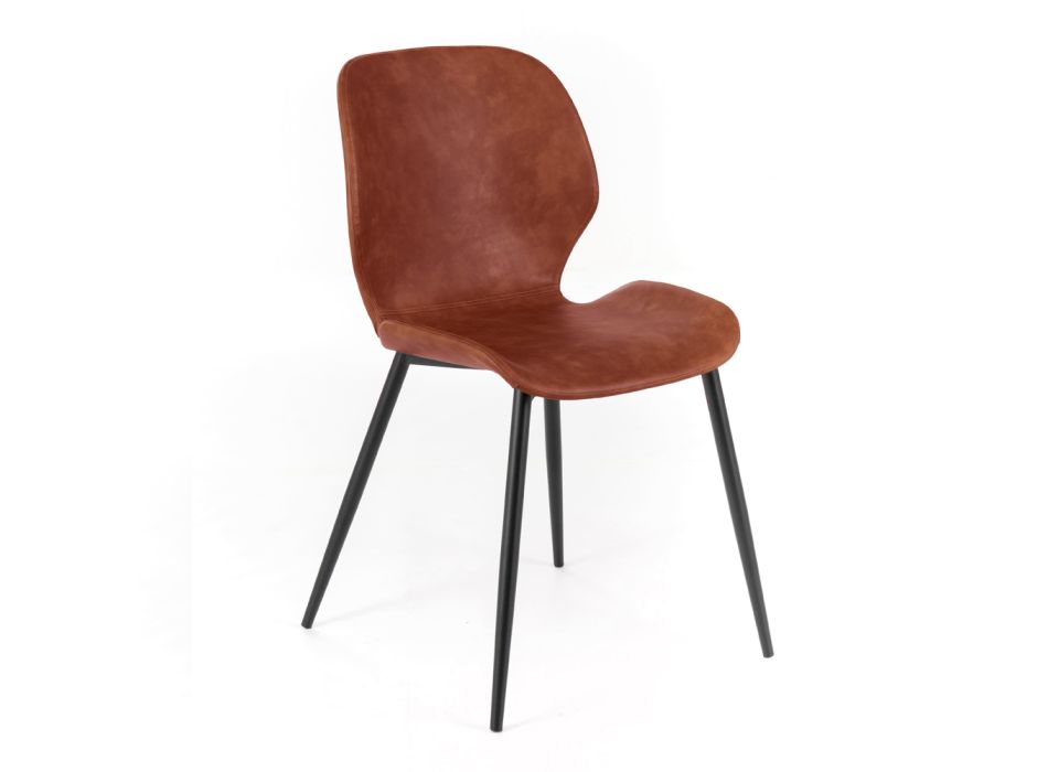 4 karrige të dhomës së ndenjes me prekje të butë me ngjyra të ndryshme dhe këmbë metalike - Spritz Viadurini